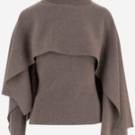 MAGLIONE ASIMMETRICO IN LANA CON COLLO ALTO E DRAPPEGGIO LATERALE 321925 BEIGE MAGDA BUTRYM 