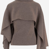 MAGLIONE ASIMMETRICO IN LANA CON COLLO ALTO E DRAPPEGGIO LATERALE 321925 BEIGE MAGDA BUTRYM 