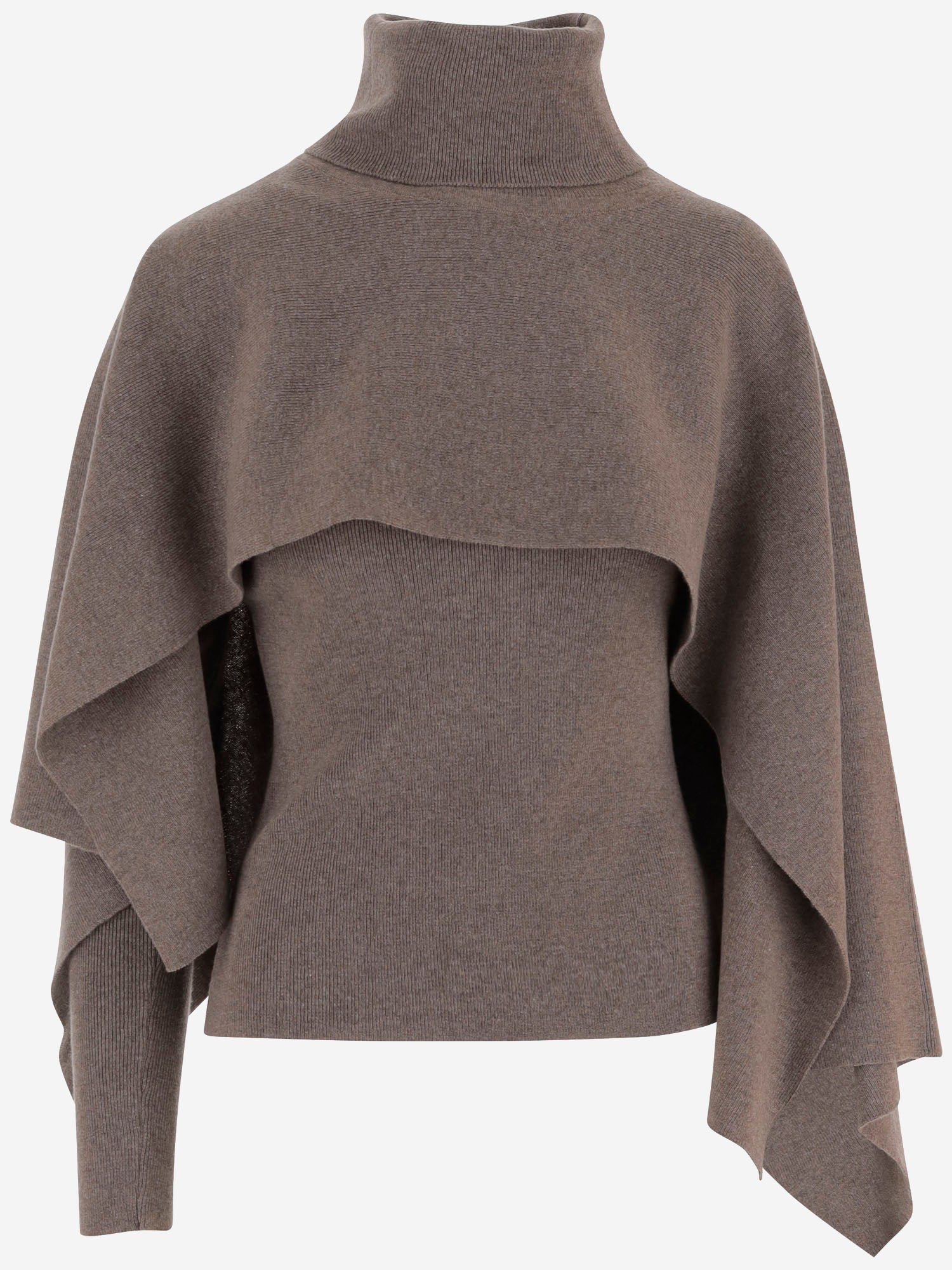 MAGLIONE ASIMMETRICO IN LANA CON COLLO ALTO E DRAPPEGGIO LATERALE 321925 BEIGE MAGDA BUTRYM 