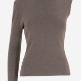 MAGLIONE ASIMMETRICO IN LANA CON COLLO ALTO E DRAPPEGGIO LATERALE 321925 BEIGE MAGDA BUTRYM 