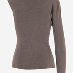 MAGLIONE ASIMMETRICO IN LANA CON COLLO ALTO E DRAPPEGGIO LATERALE 321925 BEIGE MAGDA BUTRYM 