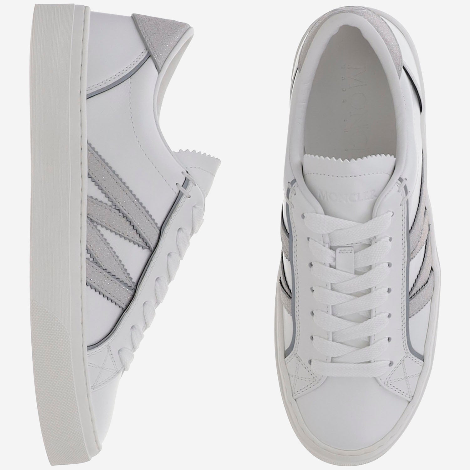 Sneakers Monaco2 in pelle e glitter 4M00070 M7232001 MONCLER 