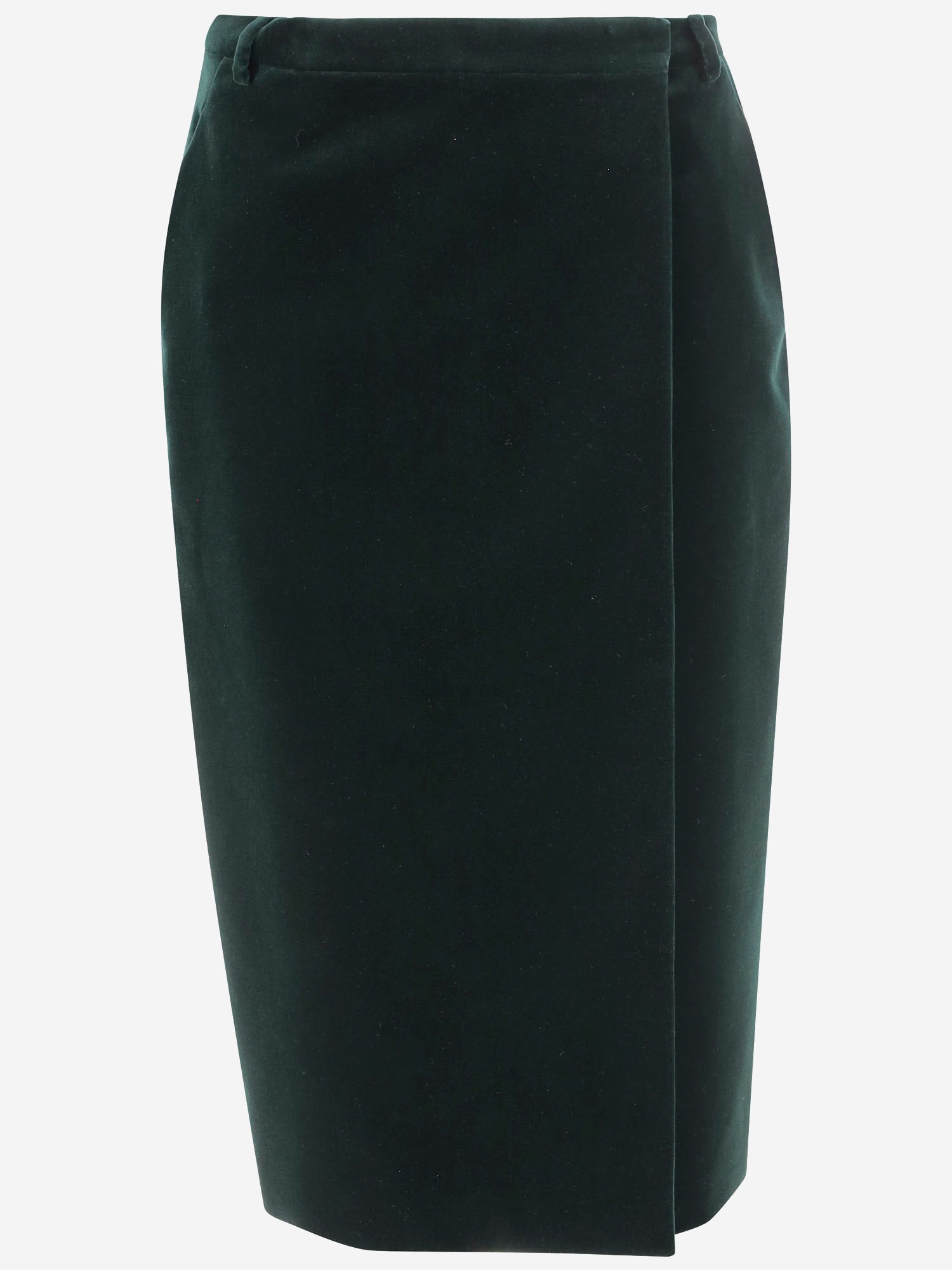 Gonna midi a incrocio in velluto di cotone 826769 Y580T3181 SAINT LAURENT 