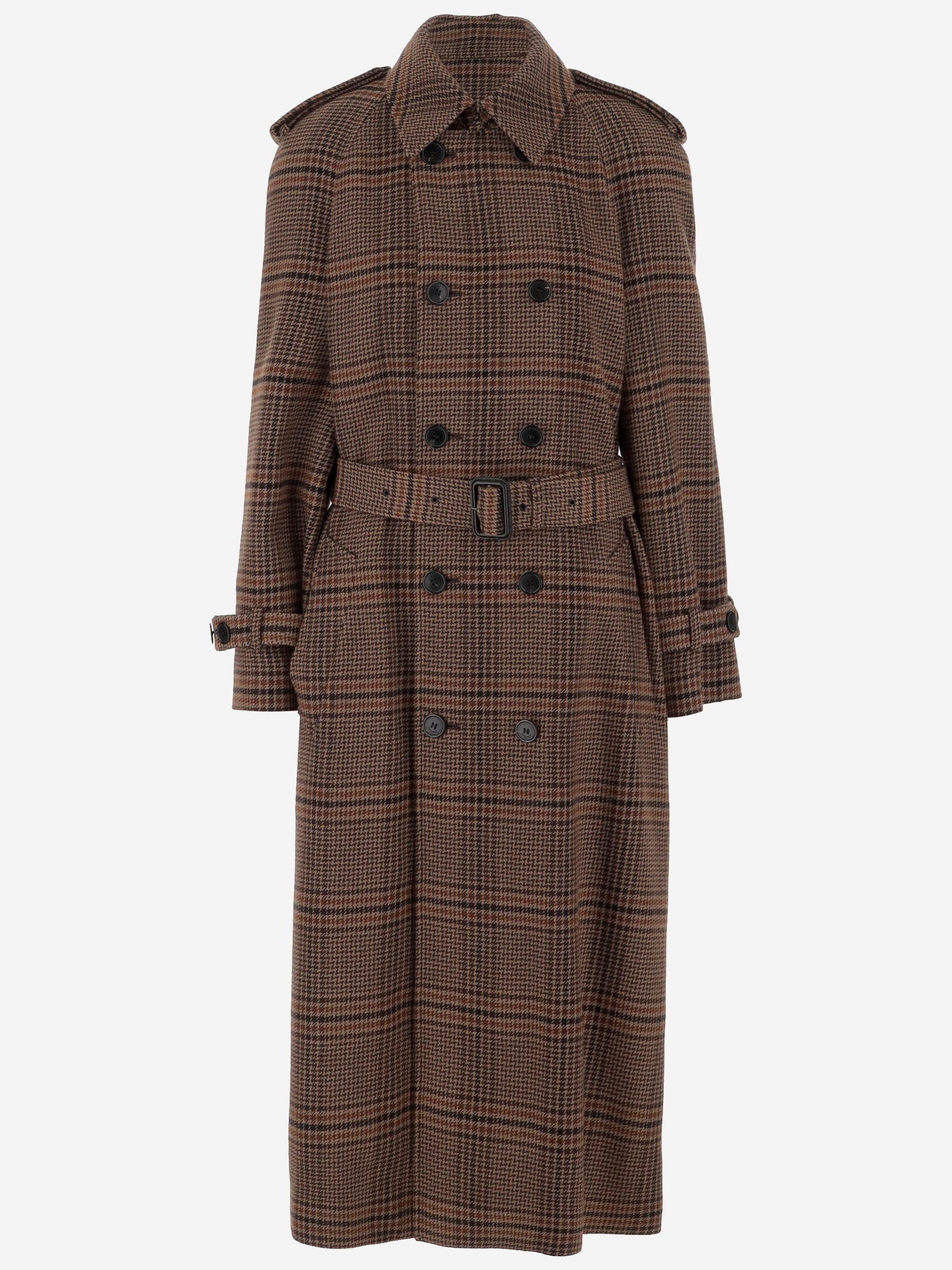 CAPPOTTO LUNGO IN LANA CON MOTIVO CHECK 831610 Y9I702849 SAINT LAURENT 
