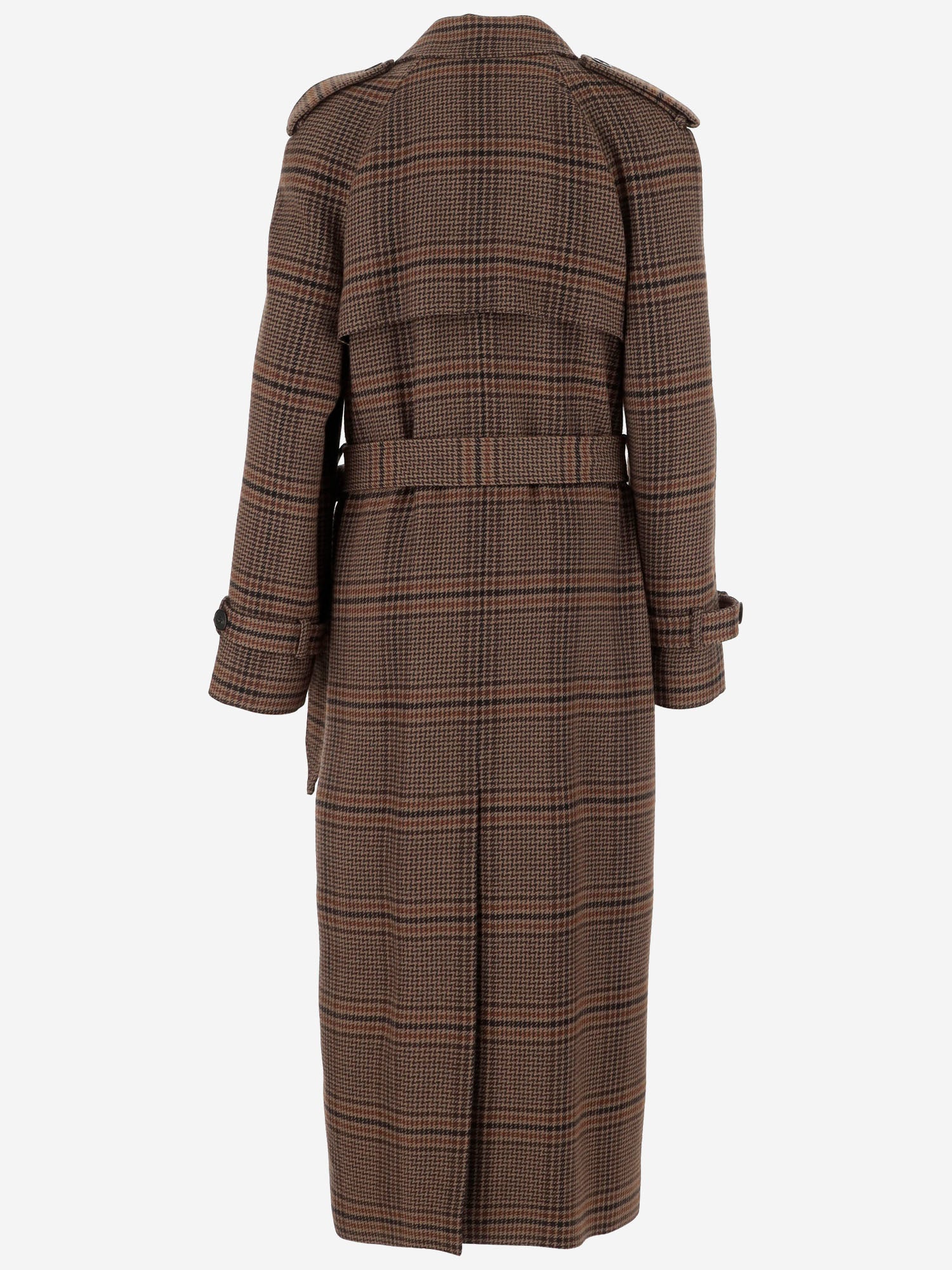 CAPPOTTO LUNGO IN LANA CON MOTIVO CHECK 831610 Y9I702849 SAINT LAURENT 