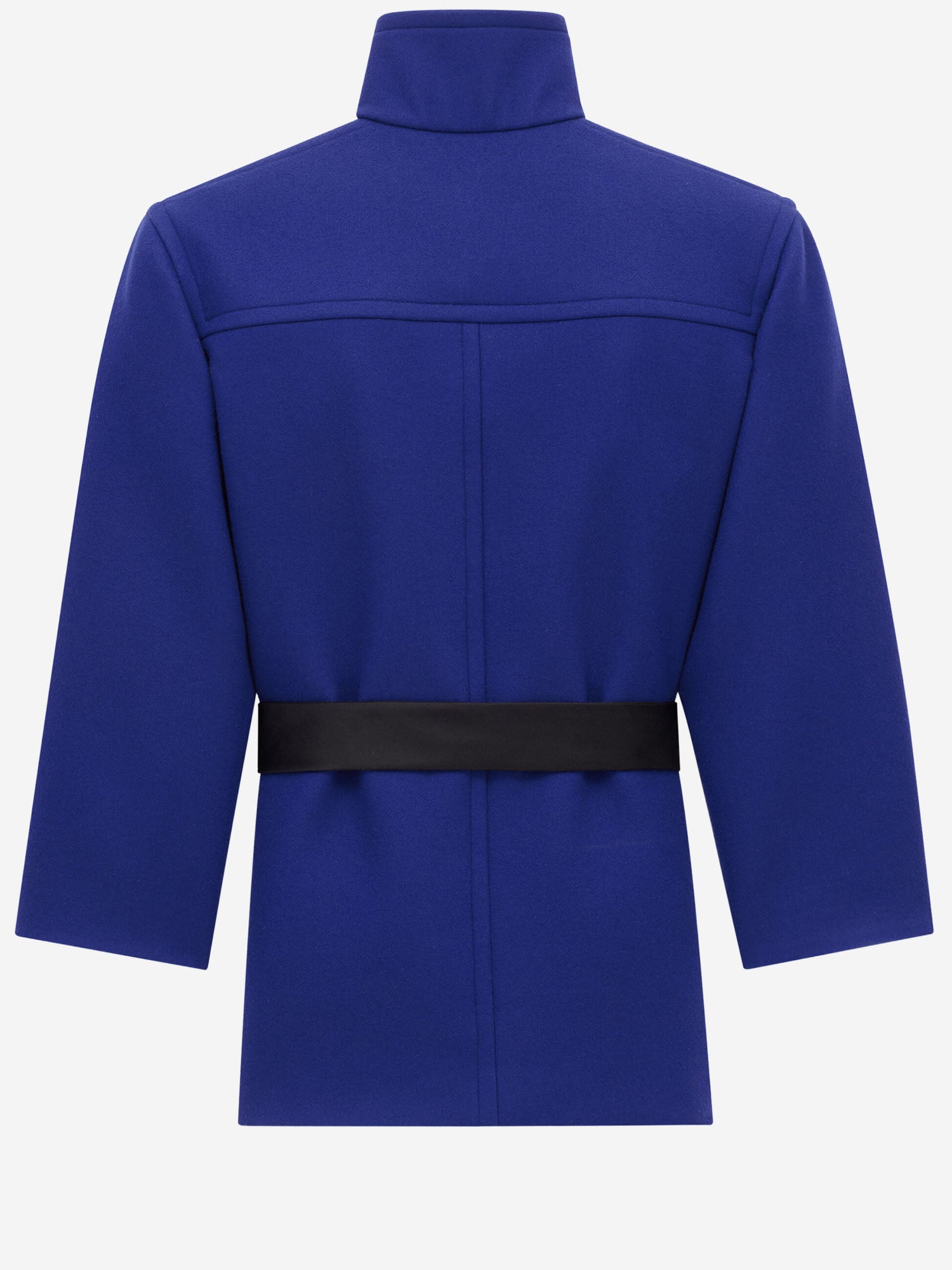 Cappotto boxy con cintura in lana 850307 Y5J784146 SAINT LAURENT 
