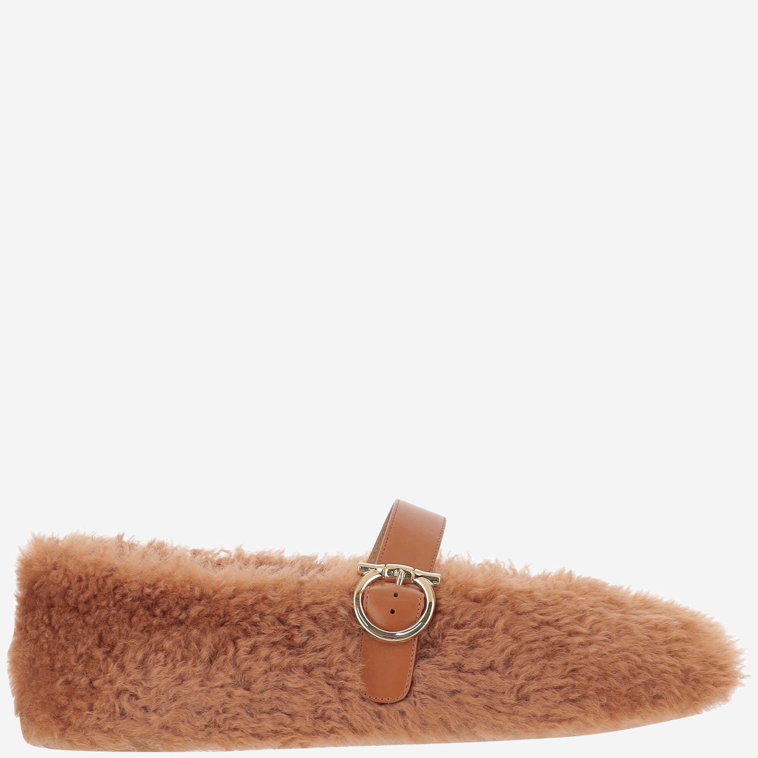 Ballerine ornamento Gancini in shearling 01K586 003CEDARBISCOTTO SALVATORE FERRAGAMO 