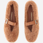 Ballerine ornamento Gancini in shearling 01K586 003CEDARBISCOTTO SALVATORE FERRAGAMO 