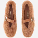 Ballerine ornamento Gancini in shearling 01K586 003CEDARBISCOTTO SALVATORE FERRAGAMO 