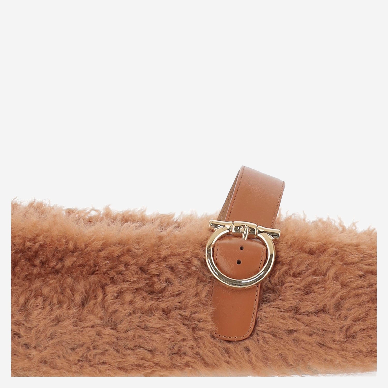 Ballerine ornamento Gancini in shearling 01K586 003CEDARBISCOTTO SALVATORE FERRAGAMO 