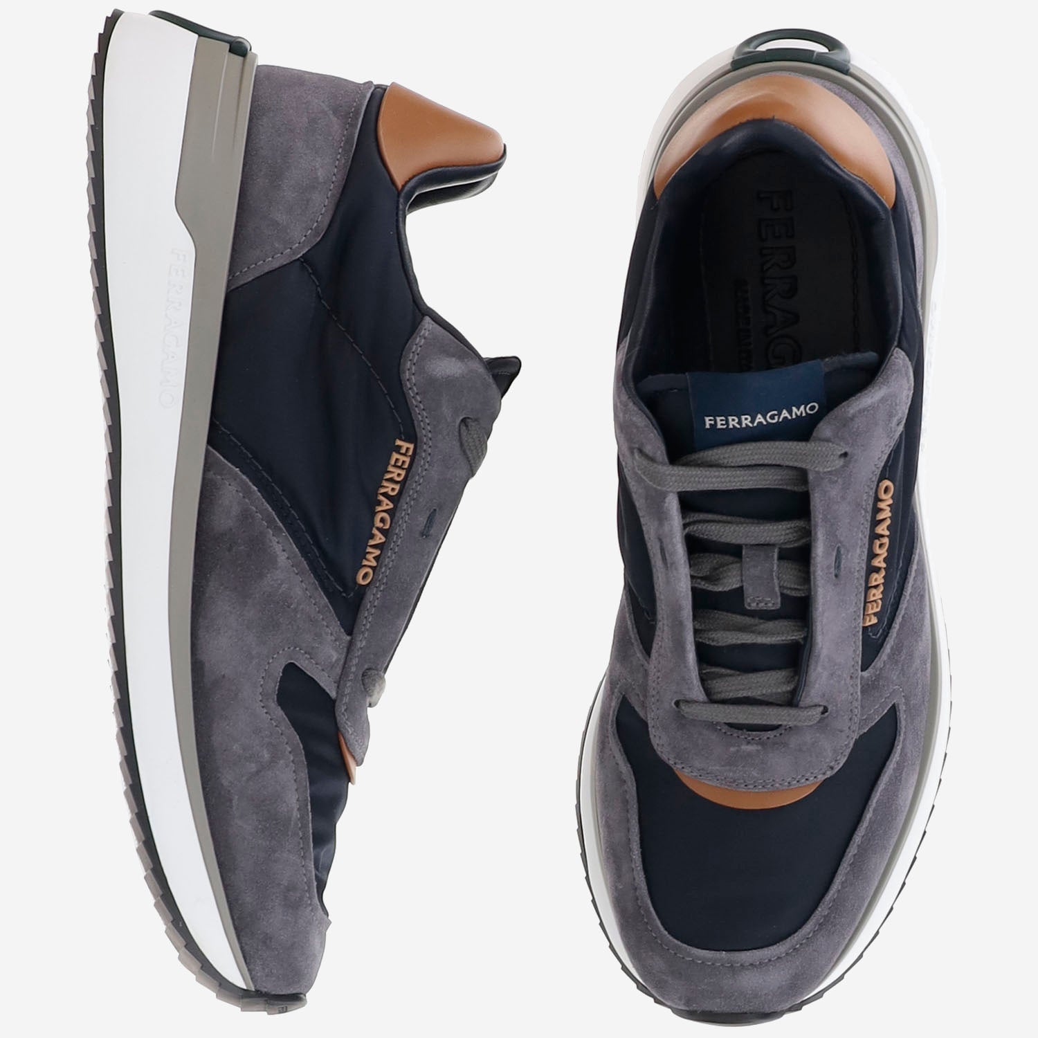 Sneakers in pelle 02A130 002DARKRAINNAVYE013NATURALE SALVATORE FERRAGAMO 