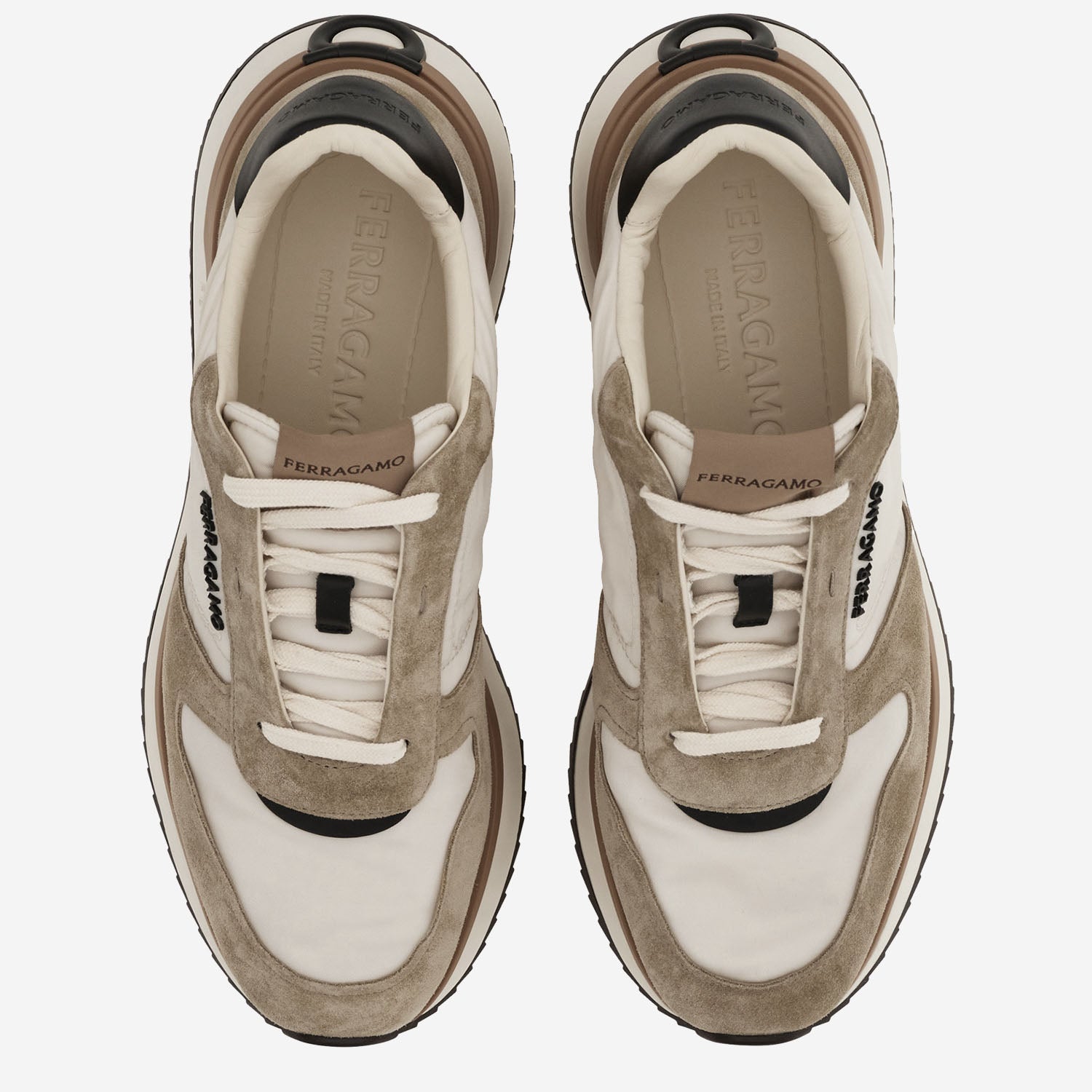 SNEAKERS IN PELLE E TESSUTO CON LOGO LATERALE 02A130 003SAFARIMASCARPONEA706NERO SALVATORE FERRAGAMO 