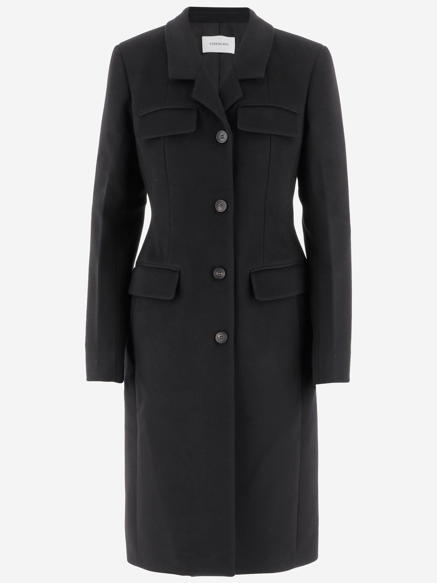 CAPPOTTO MONOPETTO SAGOMATO IN LANA E CASHMERE 13H452 003NERONERO SALVATORE FERRAGAMO 