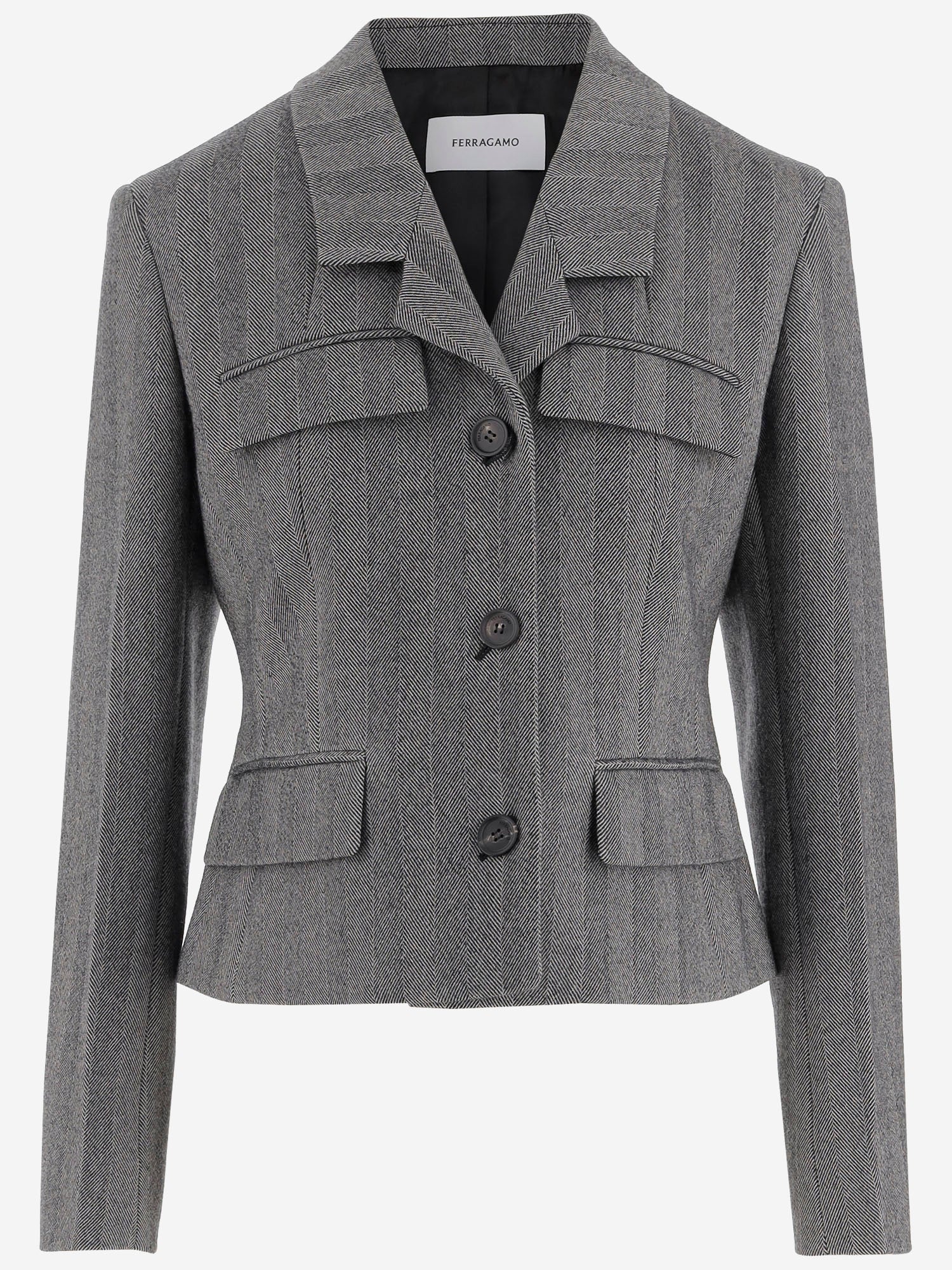 BLAZER MONOPETTO IN CHEVRON 13H682 002NEROWHITE SALVATORE FERRAGAMO 