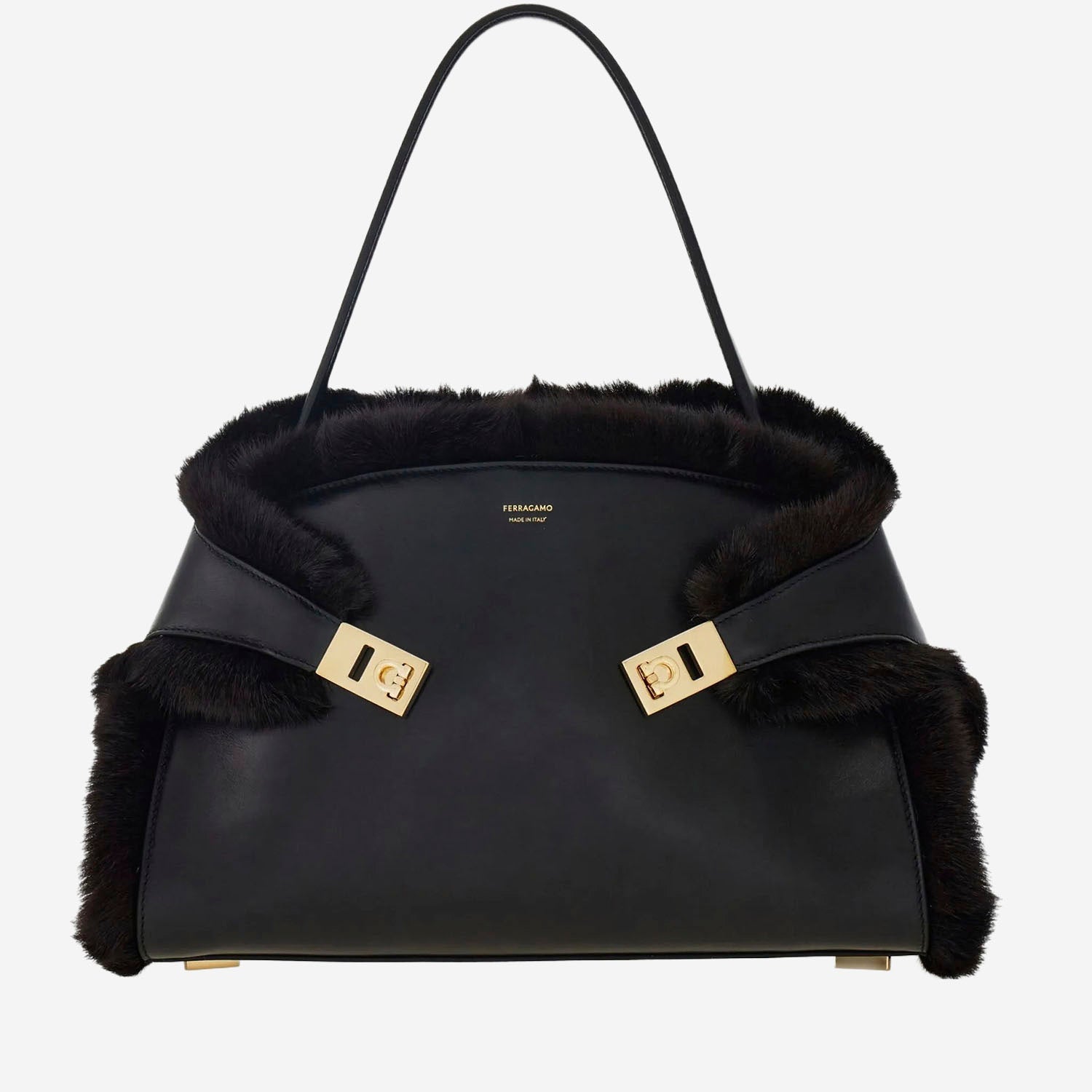 BORSA A SPALLA HUG SOFT 21A443 001NEROTESTADIMORO SALVATORE FERRAGAMO 