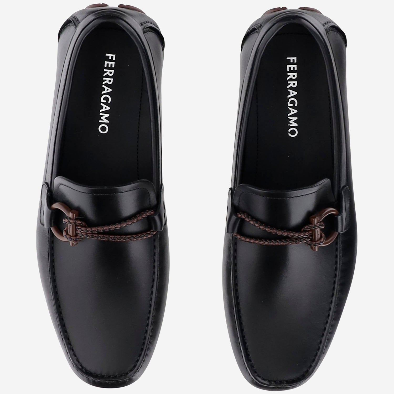 Mocassini Driver con ornamento Gancini FRONT4 110NEROCIOCCOLATONERO SALVATORE FERRAGAMO 
