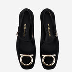 BALLERINE IN PELLE SCAMOSCIATA MARRY2 001NERONEROAMARETTI SALVATORE FERRAGAMO 