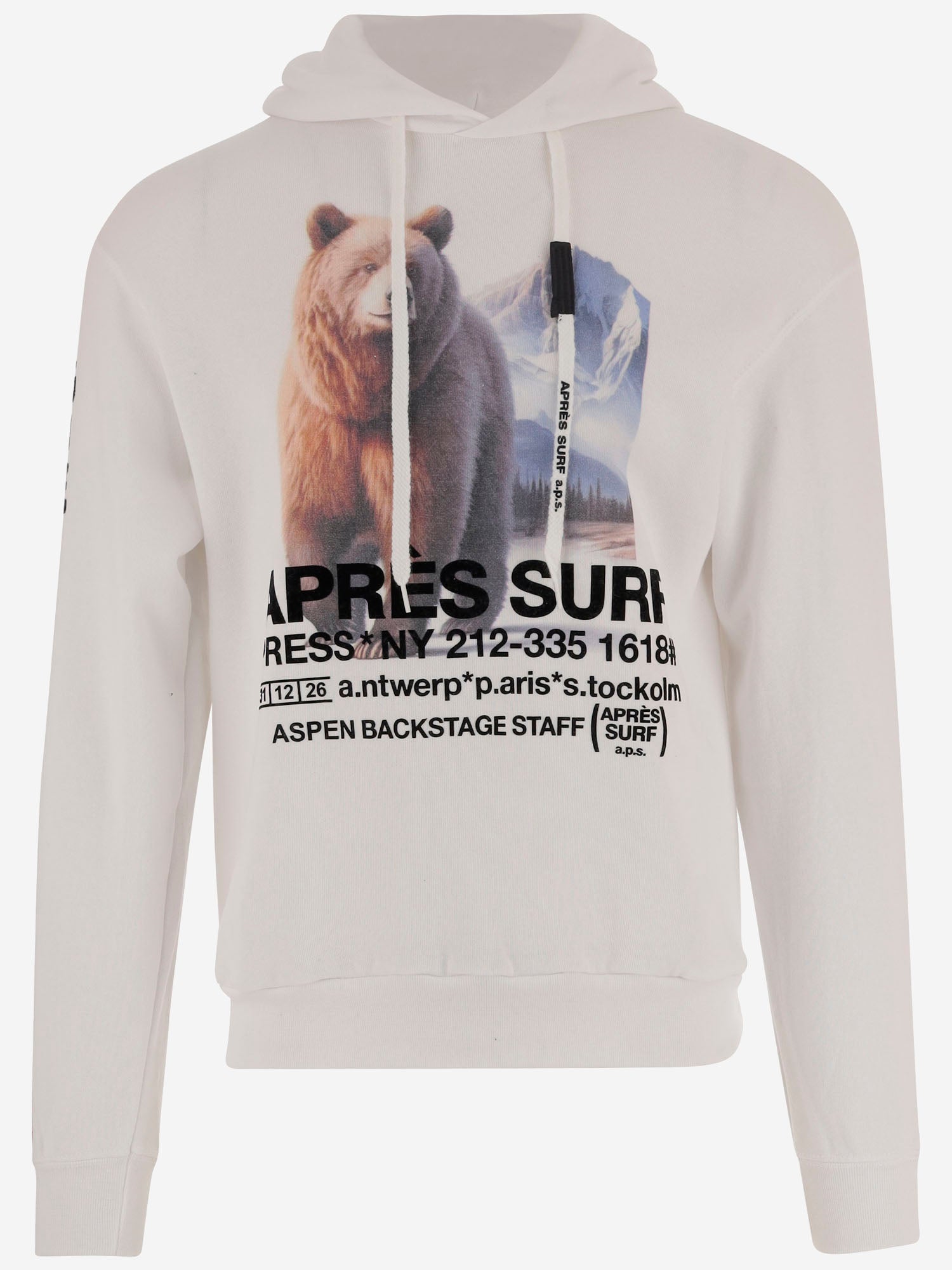 FELPA IN MISTO COTONE CON STAMPA GRAFICA 75K2HOODIE WHITE APRES SURF 