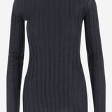 MAGLIA IN LANA E SETA A COSTE 6252K21057 MIDNIGHT CARVEN 