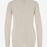 MAGLIA IN LANA E SETA A COSTE 6252K21070 ECRU CARVEN 