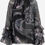 BLUSA IN VISCOSA CON STAMPA A MOTIVO ASTRATTO 5URM11 5U780016 EMILIO PUCCI 