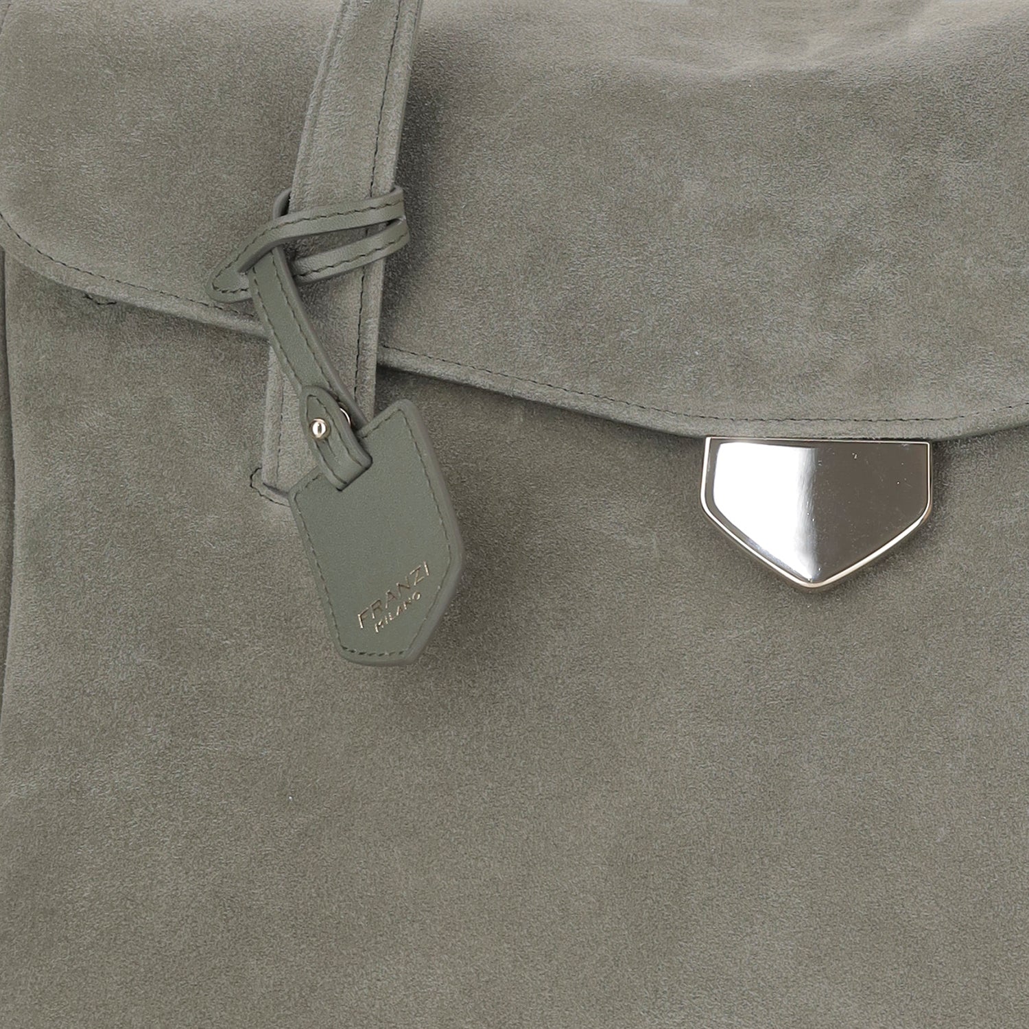 BORSA VIRGINIA IN PELLE SCAMOSCIATA VIRGINIA SMOKYGREEN FRANZI MILANO 