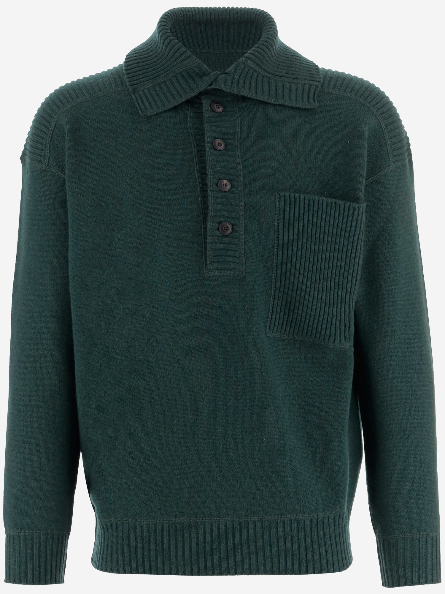MAGLIONE IN LANA E CASHMERE CON COLLETTO A COSTE GM002191 AF20324UB002 GIORGIO ARMANI 