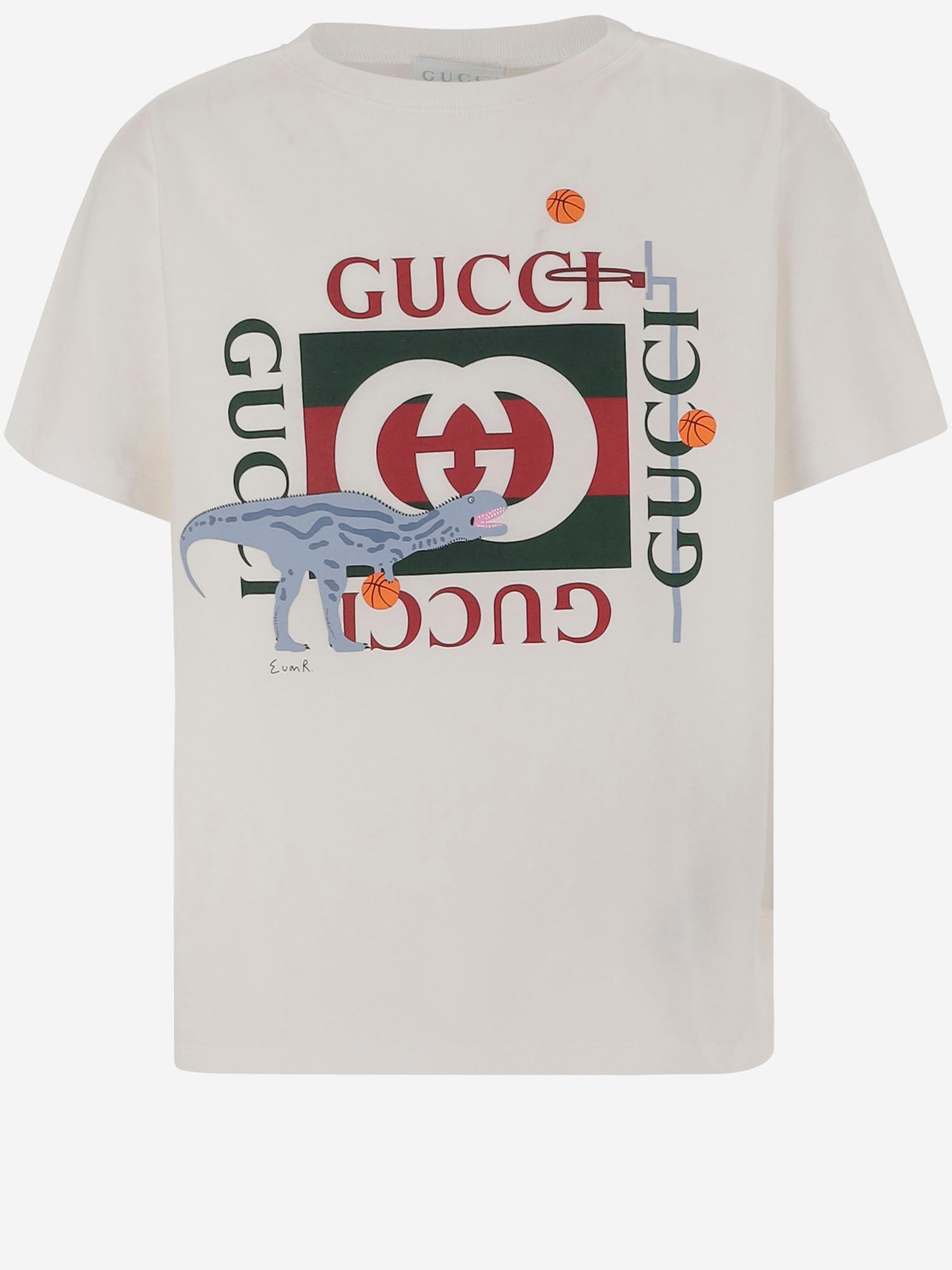 T-shirt in cotone con stampa 575114 XJHFH9214 GUCCI KIDS 