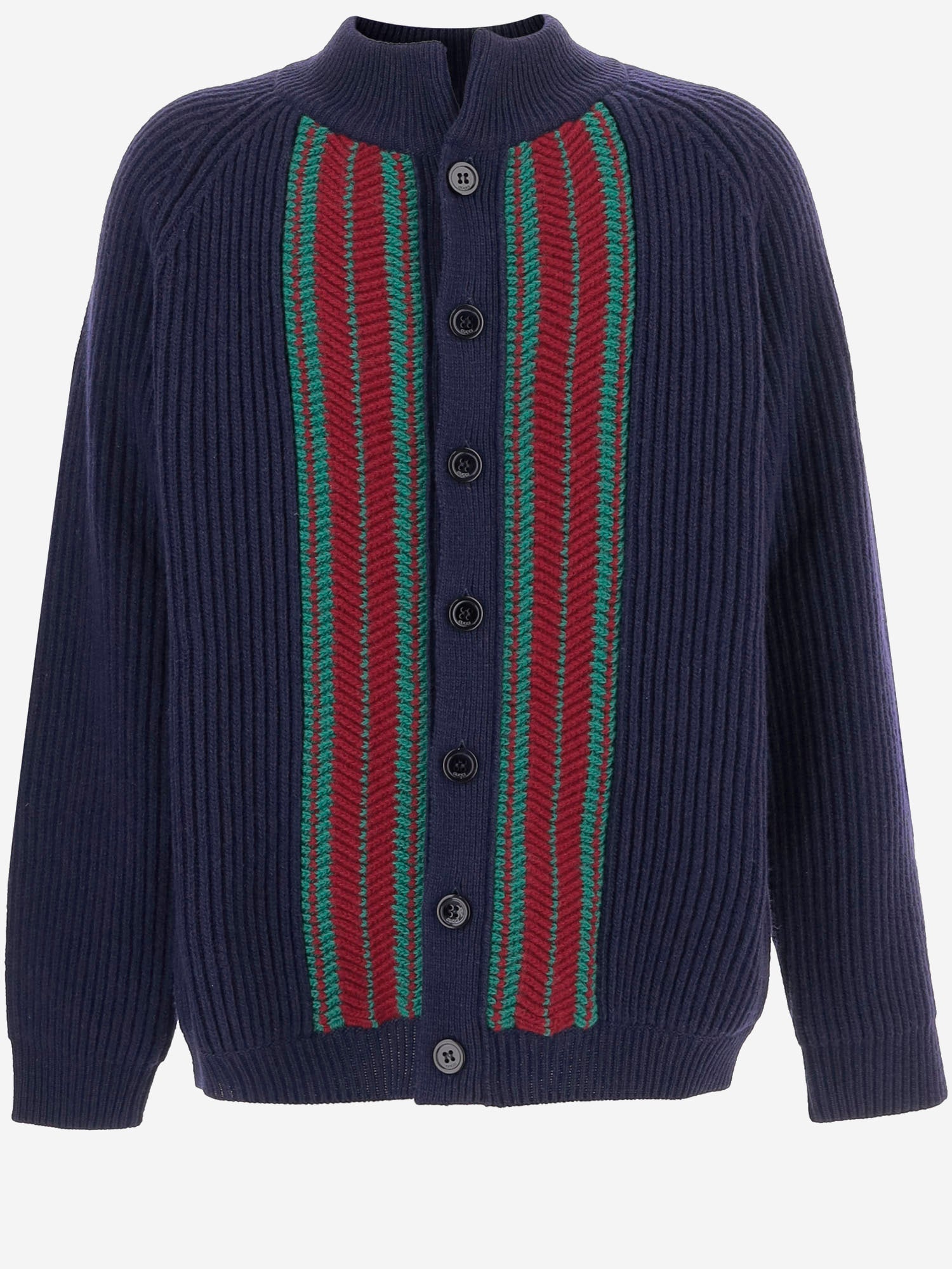 CARDIGAN IN LANA CON BANDE A CONTRASTO 823399 XKEXL4551 GUCCI KIDS 