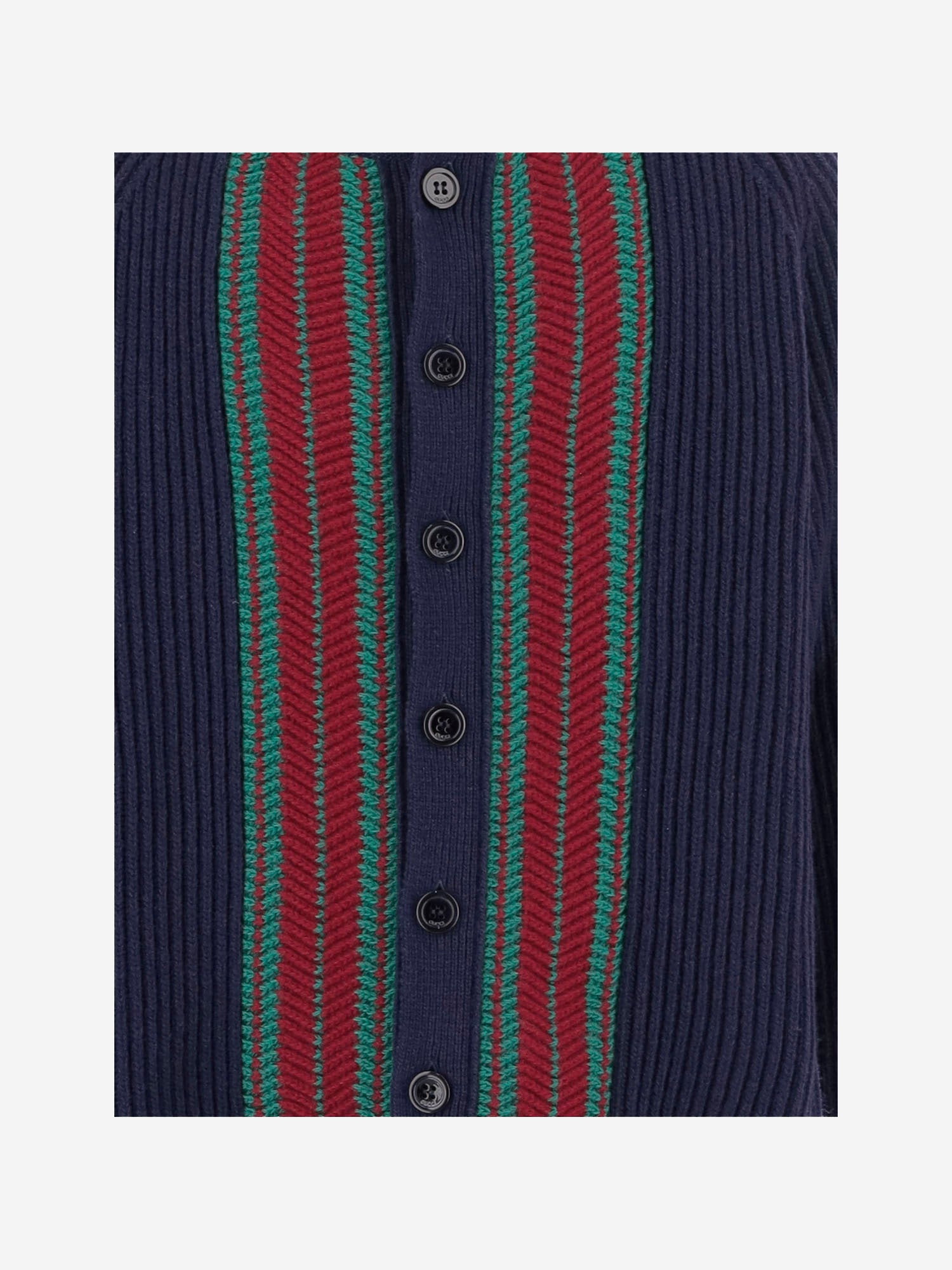CARDIGAN IN LANA CON BANDE A CONTRASTO 823399 XKEXL4551 GUCCI KIDS 