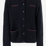 CARDIGAN IN MISTO COTONE E LANA CON DETTAGLI WEB 828452 XKEZ54180 GUCCI KIDS 