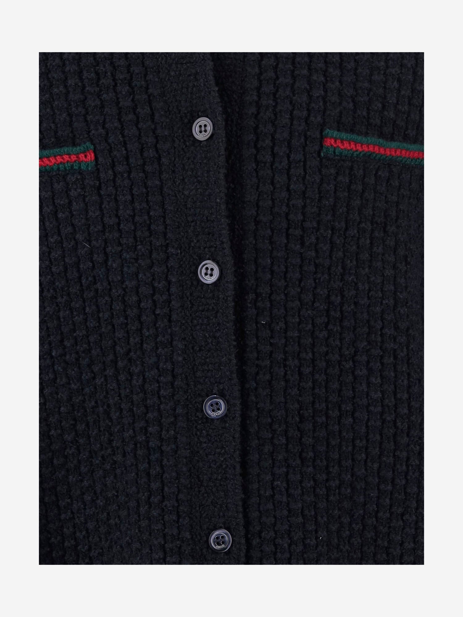CARDIGAN IN MISTO COTONE E LANA CON DETTAGLI WEB 828452 XKEZ54180 GUCCI KIDS 