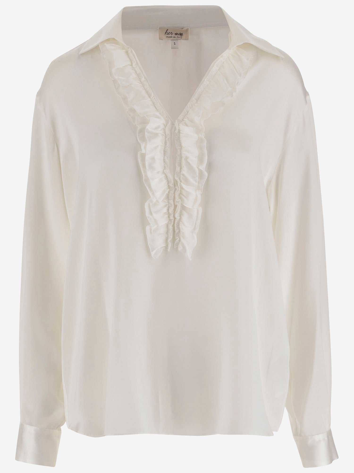 CAMICIA IN SETA STRETCH CON VOLANT DIANA T2511 HER SHIRT 