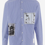 CAMICIA IN COTONE CON MOTIVO A RIGHE E STAMPA GRAFICA HPB009W25 1 HOMME 