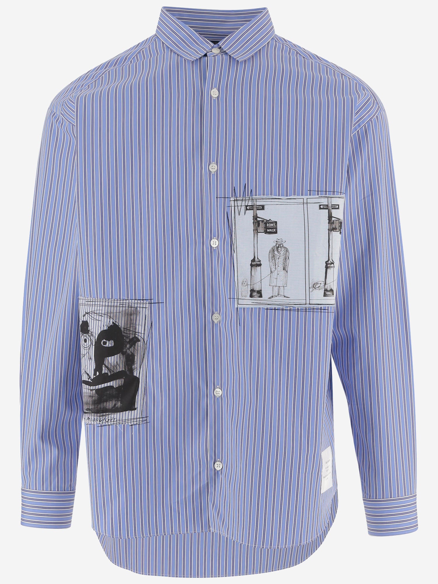 CAMICIA IN COTONE CON MOTIVO A RIGHE E STAMPA GRAFICA HPB009W25 1 HOMME 