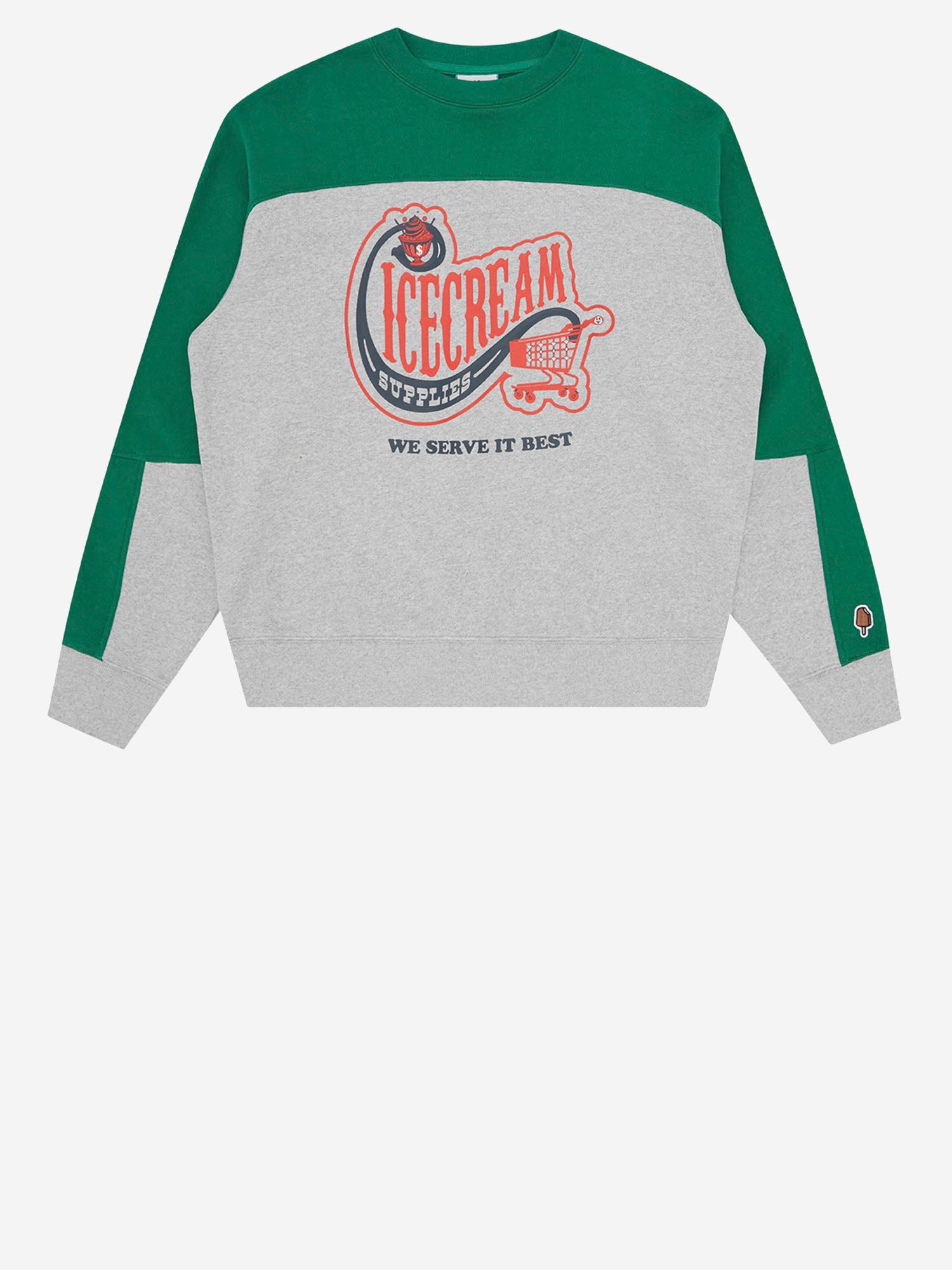 FELPA IN COTONE CON LOGO IC25338 GREENHEATHERGREY ICECREAM 