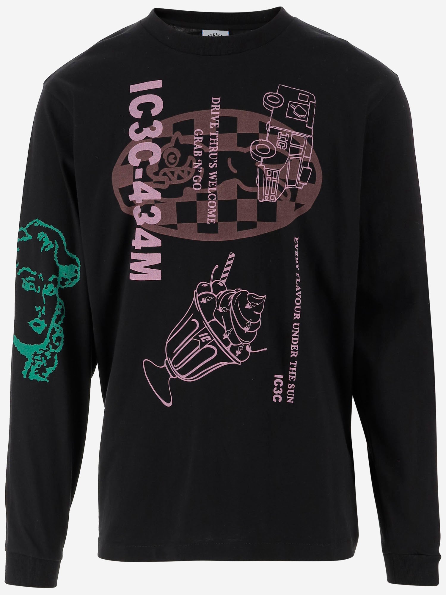 T-SHIRT A MANICHE LUNGHE IN COTONE CON LOGO IC25355 BLACK ICECREAM 