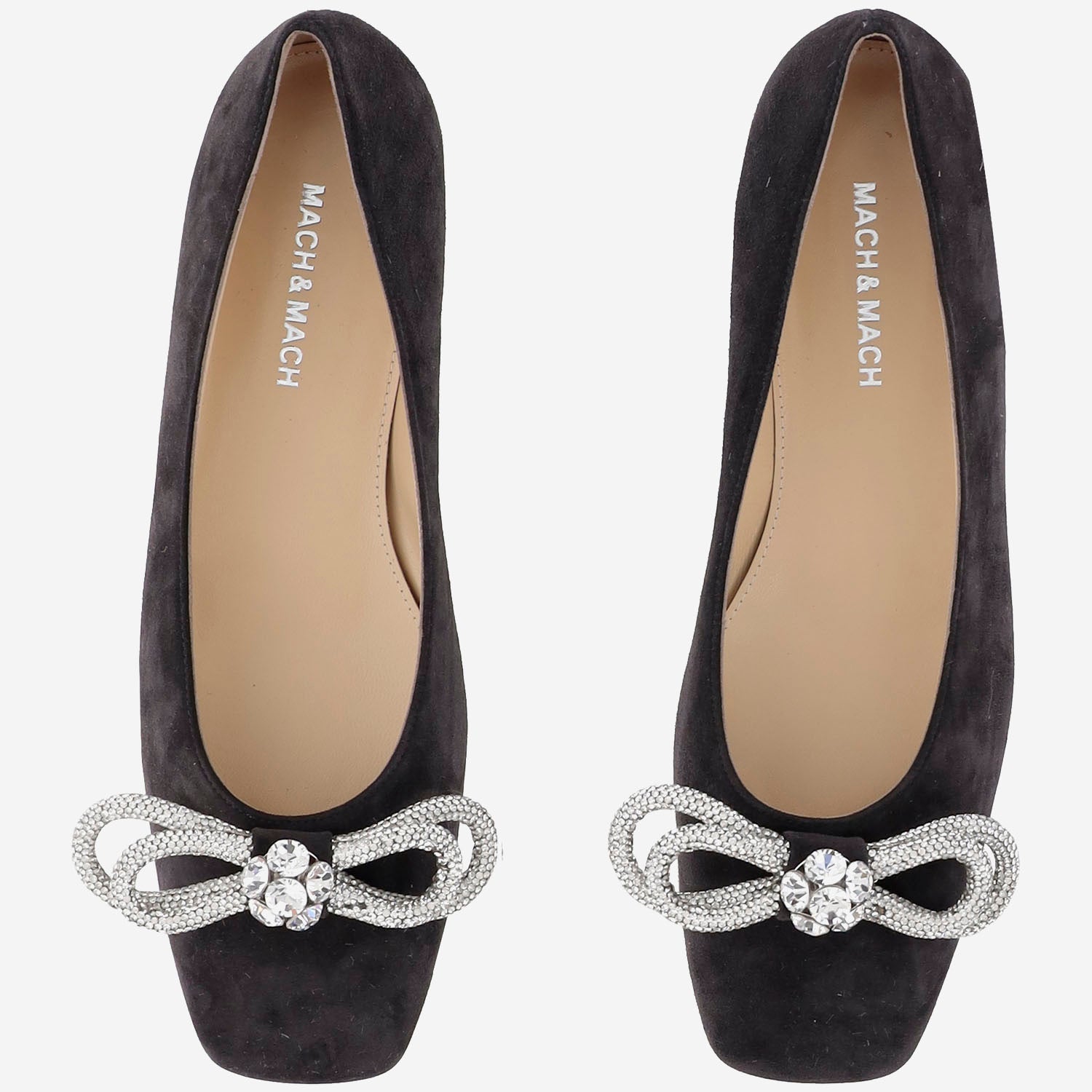Ballerine pelle scamosciata con doppio fiocco S094510 SUEBLK MACH & MACH 