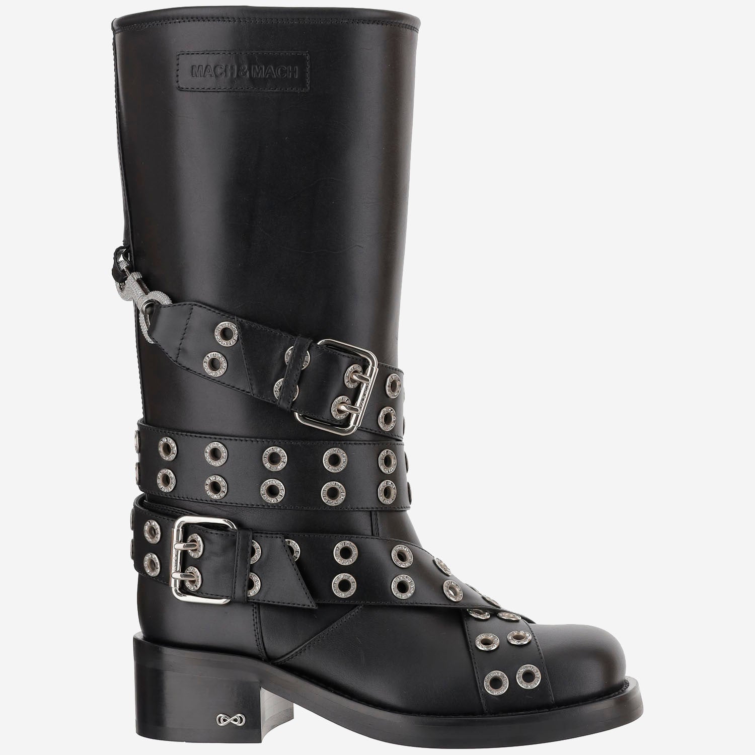COMBAT BOOTS IN PELLE CON CINTURE E OCCHIELLI S097750 VCLBLK MACH & MACH 