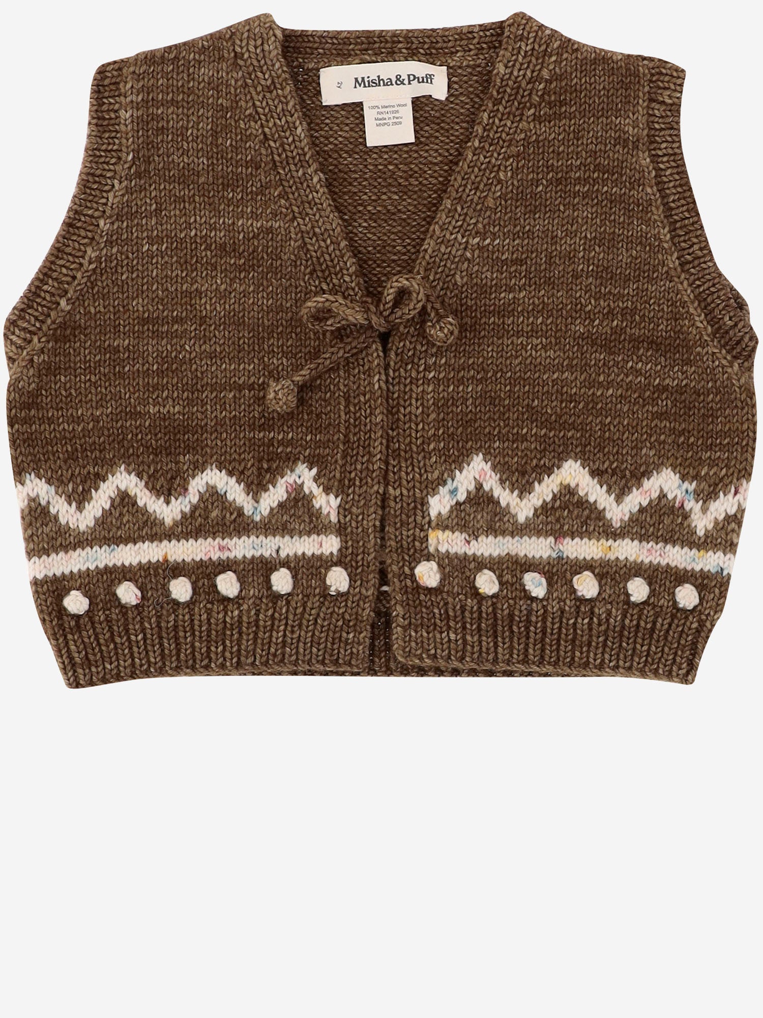 GILET IN LANA MERINO CON MOTIVO GRAFICO K1223W25 762 MISHA & PUFF KIDS 