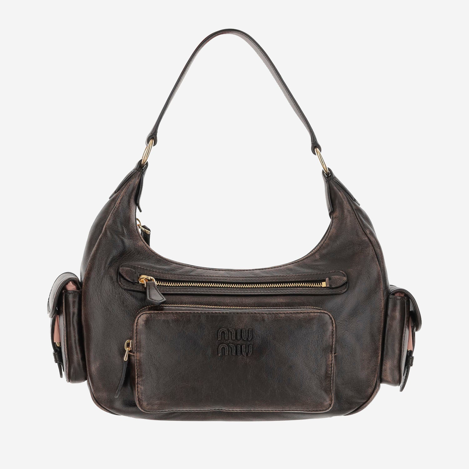 Borsa Pocket in nappa invecchiata 5BC188 AF8TF0201 MIU MIU 