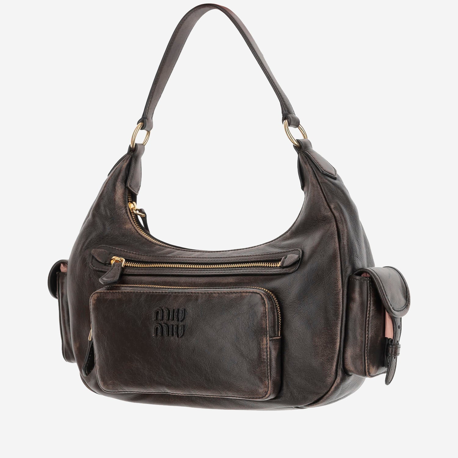 Borsa Pocket in nappa invecchiata 5BC188 AF8TF0201 MIU MIU 