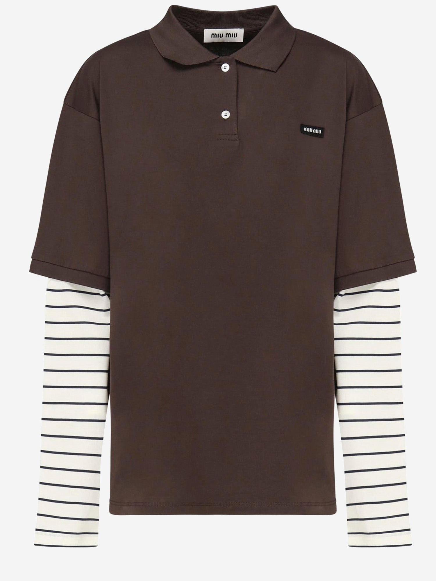 POLO A MANICHE LUNGHE IN COTONE CON LOGO MJL076 17ORF0RQM MIU MIU 