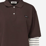 POLO A MANICHE LUNGHE IN COTONE CON LOGO MJL076 17ORF0RQM MIU MIU 