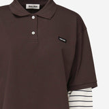 POLO A MANICHE LUNGHE IN COTONE CON LOGO MJL076 17ORF0RQM MIU MIU 