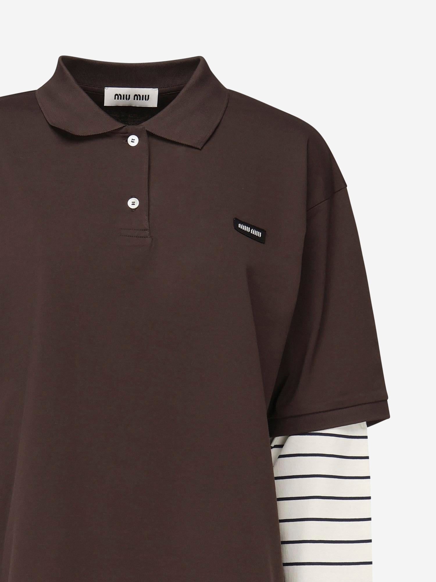 POLO A MANICHE LUNGHE IN COTONE CON LOGO MJL076 17ORF0RQM MIU MIU 