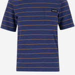 T-SHIRT IN COTONE A RIGHE CON LOGO MJN537 14RTF0XEI MIU MIU 