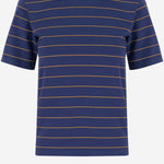 T-SHIRT IN COTONE A RIGHE CON LOGO MJN537 14RTF0XEI MIU MIU 