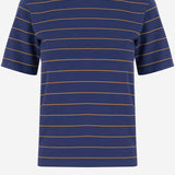 T-SHIRT IN COTONE A RIGHE CON LOGO MJN537 14RTF0XEI MIU MIU 