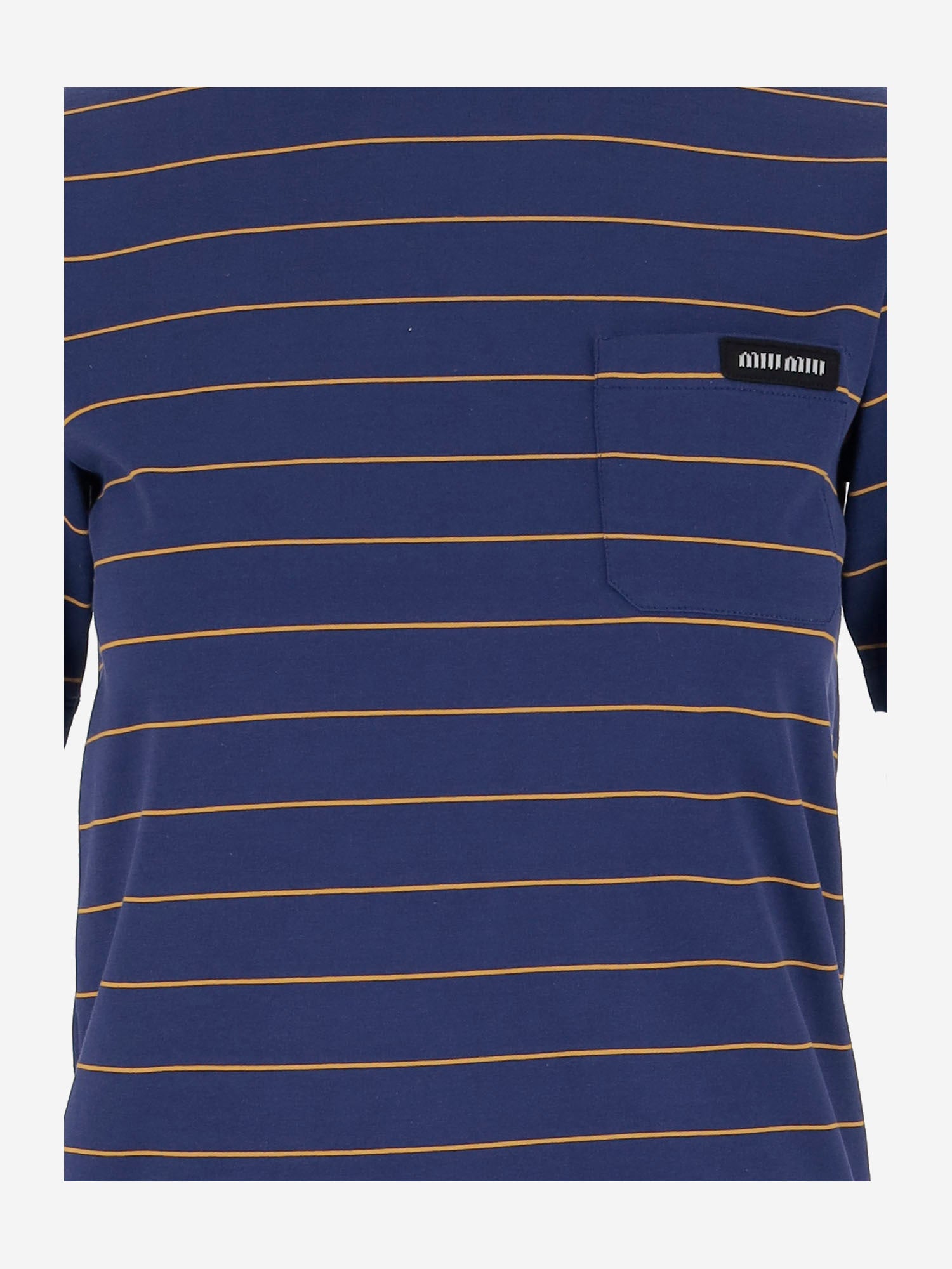 T-SHIRT IN COTONE A RIGHE CON LOGO MJN537 14RTF0XEI MIU MIU 